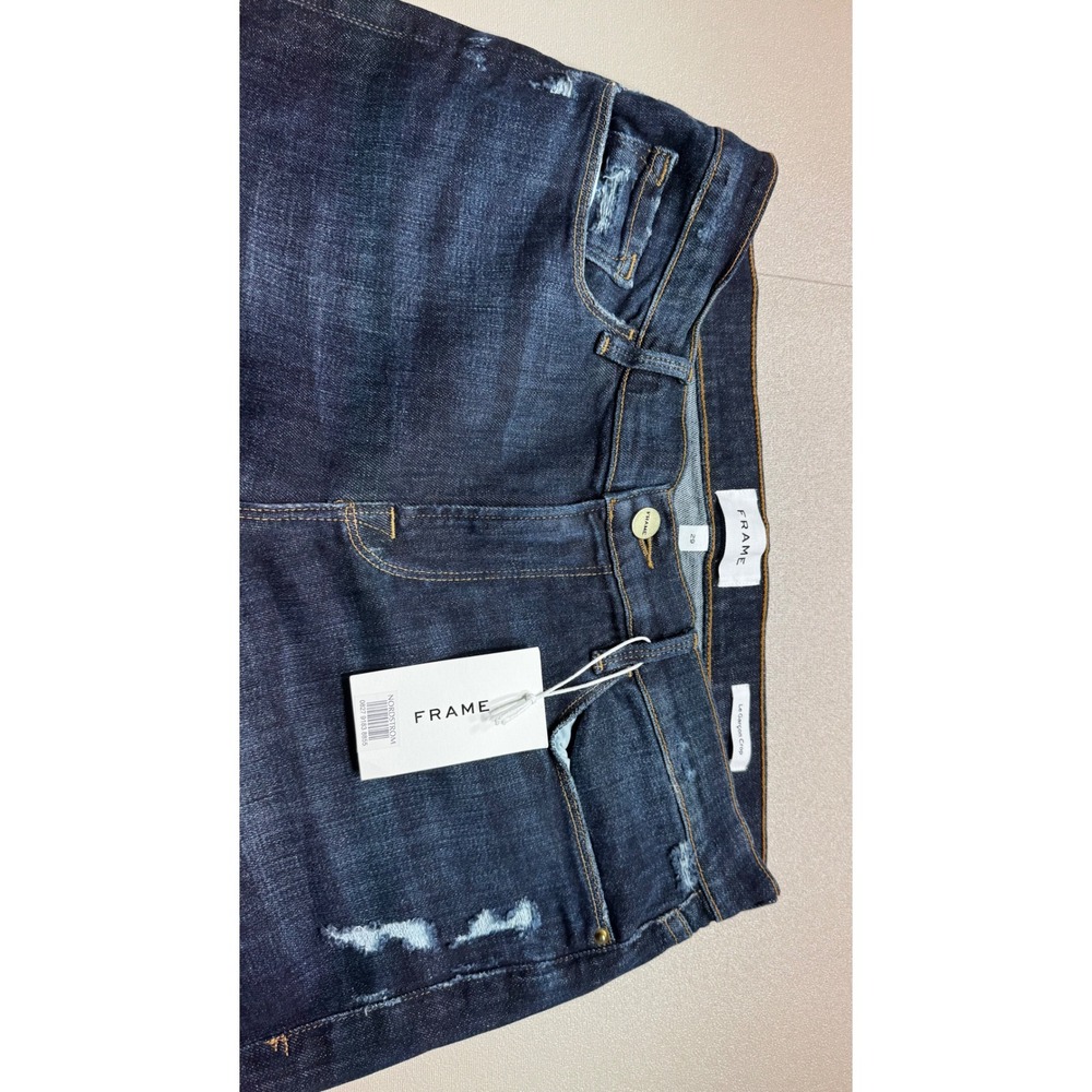 NWT FRAME Le Garcon Crop Jeans Cova Dark Wash Distressed Boyfriend Denim 29 - Picture 2 of 8